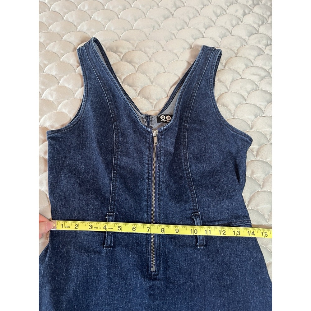Peace Love Eco By Rewash Denim Stretch Zip Up Mini Dress Sz Med Western - Picture 2 of 6